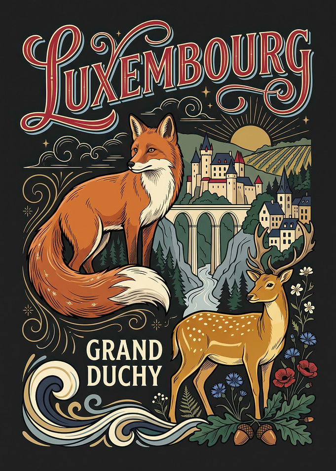 Luxembourg Grand Duchy Vintage Travel Poster