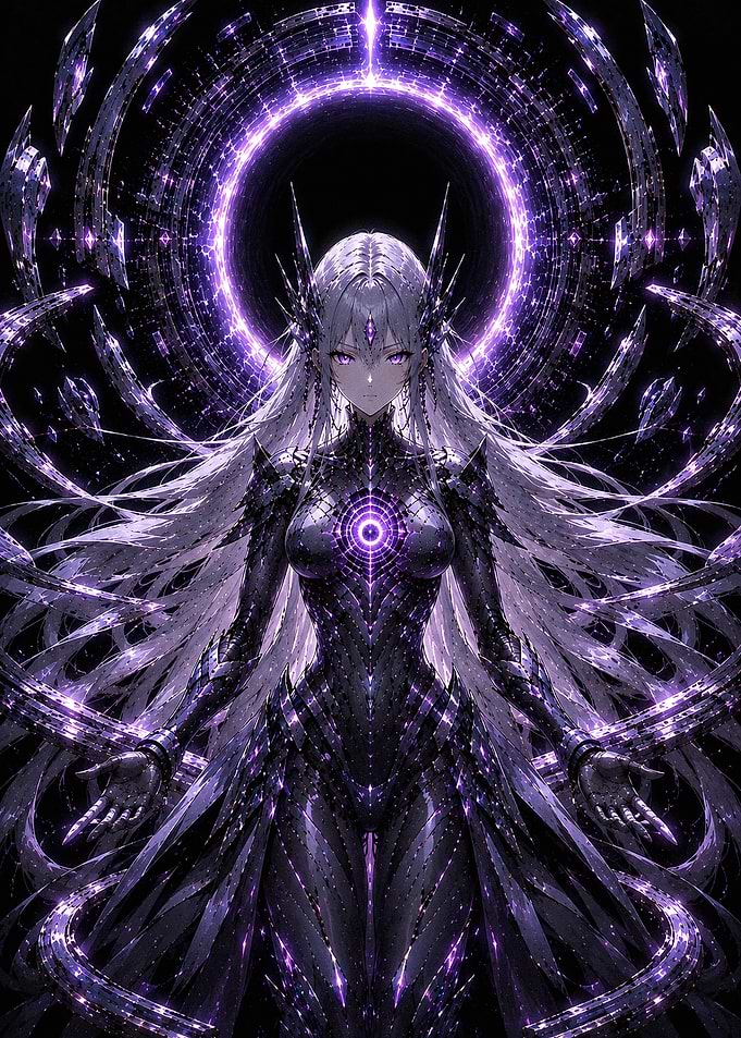Ethereal Cybernetic Goddess in Purple