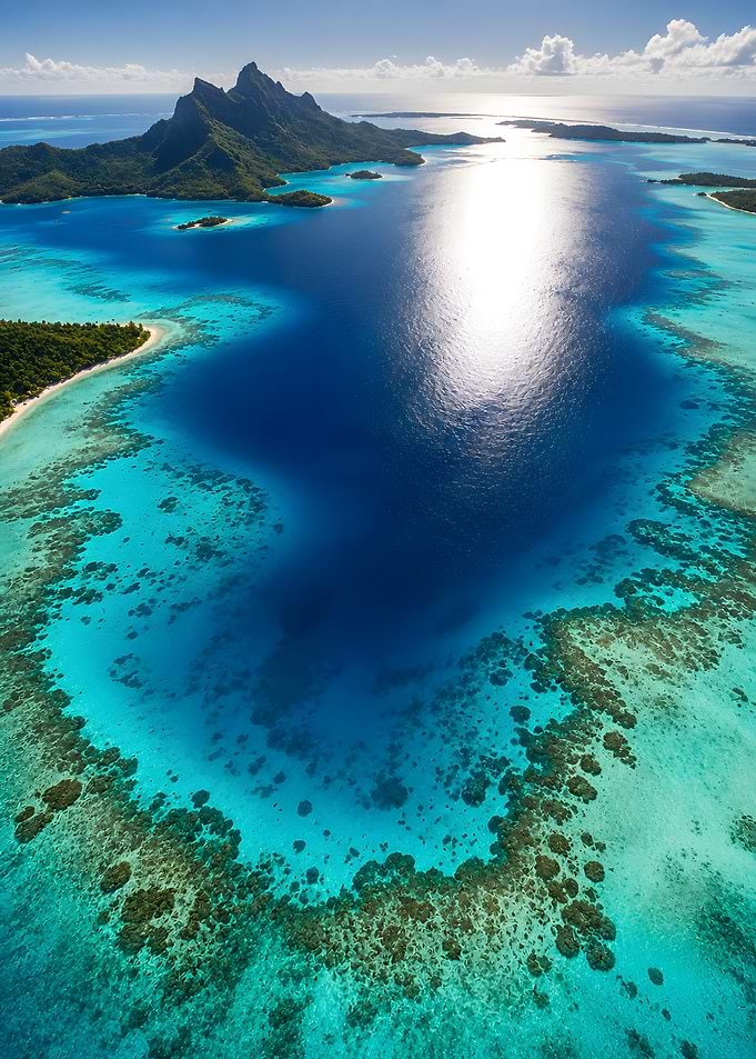 Aerial View of Bora Bora Lagoon