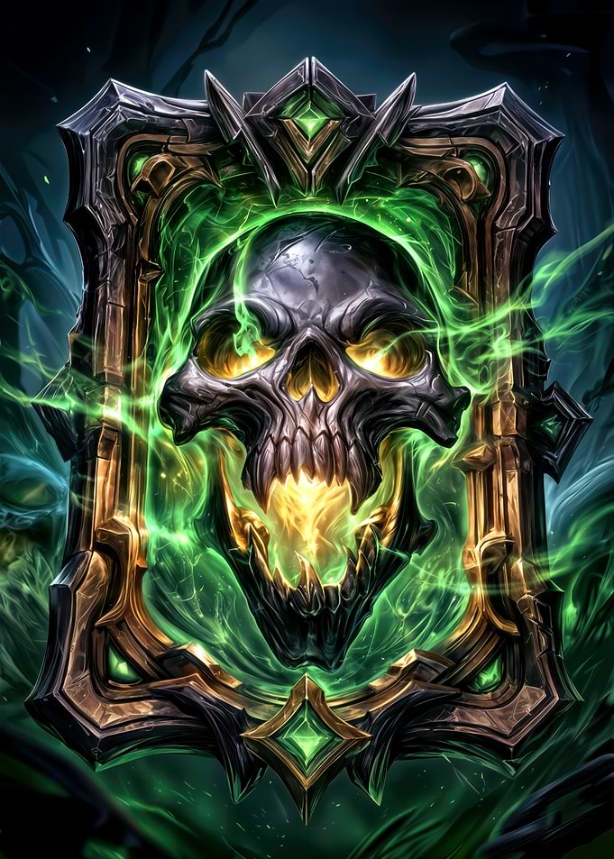 Green Spectral Skull Fantasy Frame