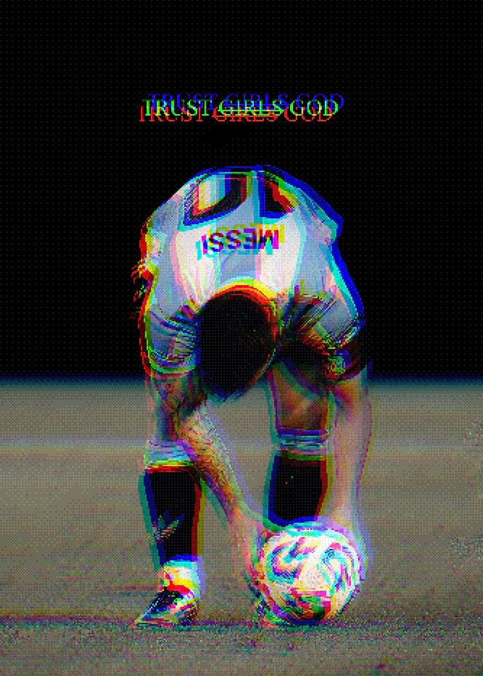 Glitch Art Lionel Messi Soccer Poster