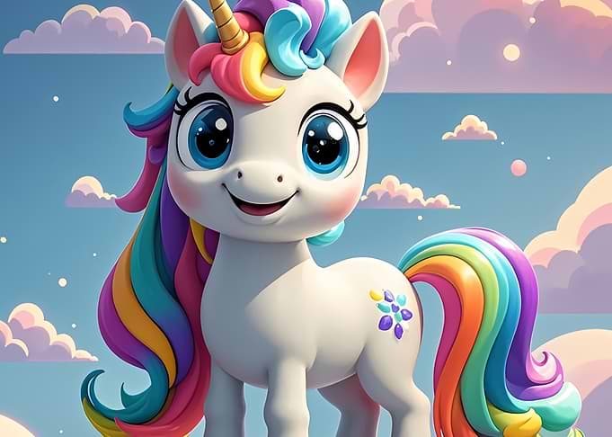 Cute Rainbow Unicorn Cartoon Character
