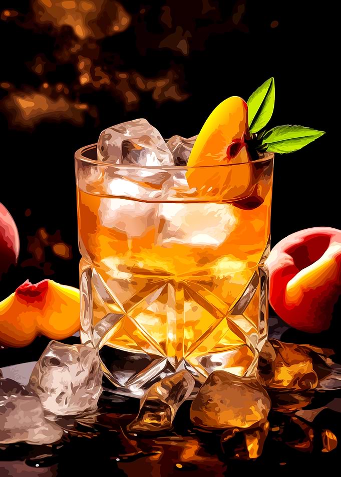 Refreshing Peach Cocktail with Ice