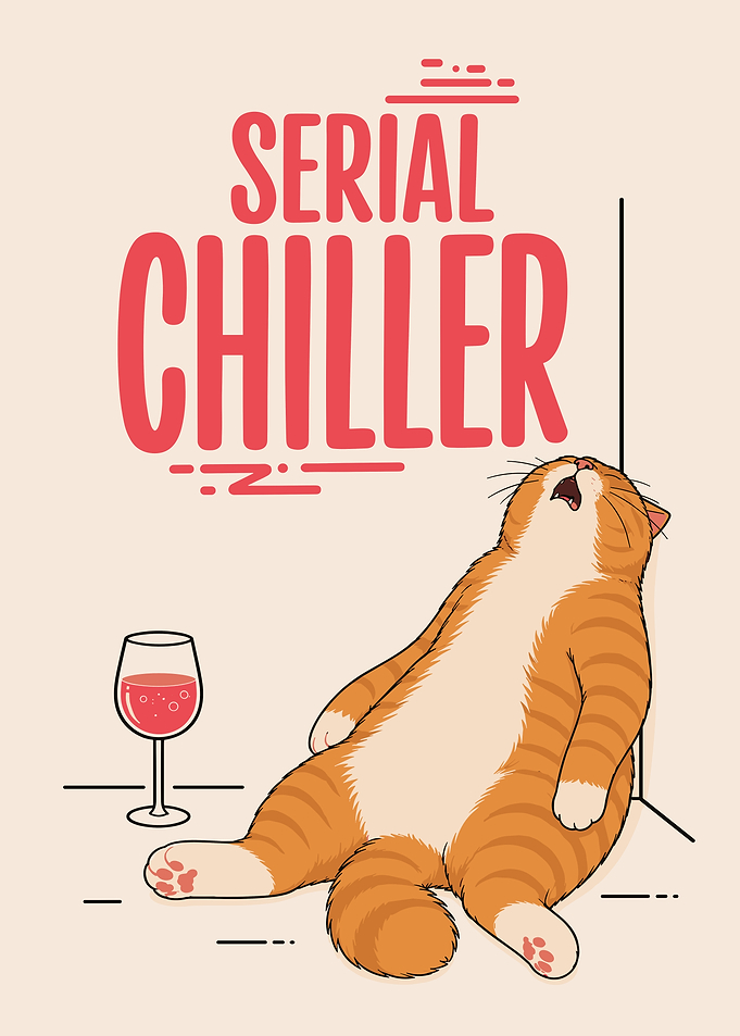 Serial Chiller Funny Cat Illustration