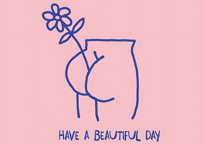 Minimalist Funny Flower Butt Illustration