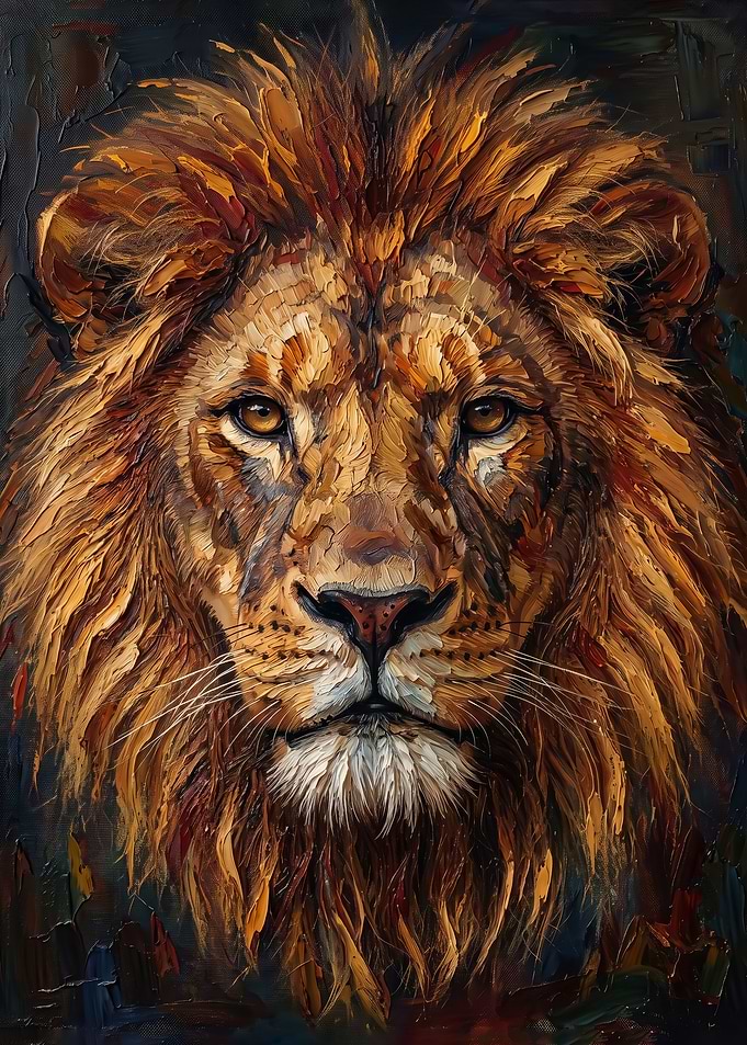 Majestic Lion Oil Painting Portrait poster