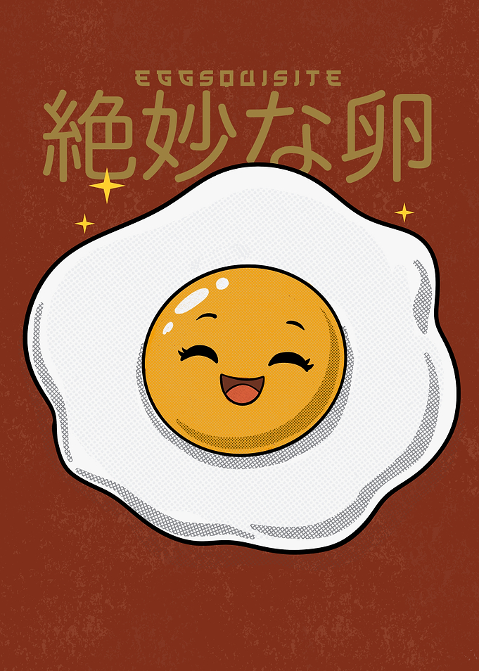 Cute Kawaii Fried Egg Illustration