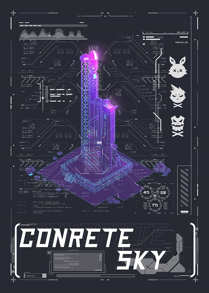 Concrete Sky Futuristic Rocket Blueprint
