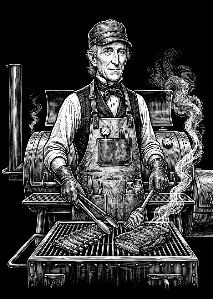 John Tyler Pitmaster Grilling Ribs