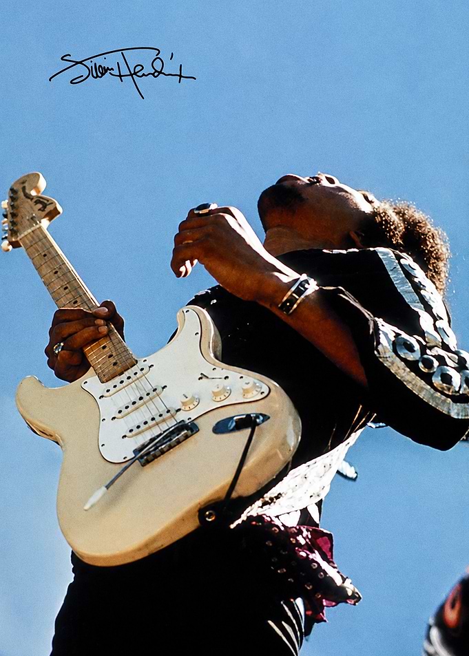 Jimi Hendrix Playing White Stratocaster