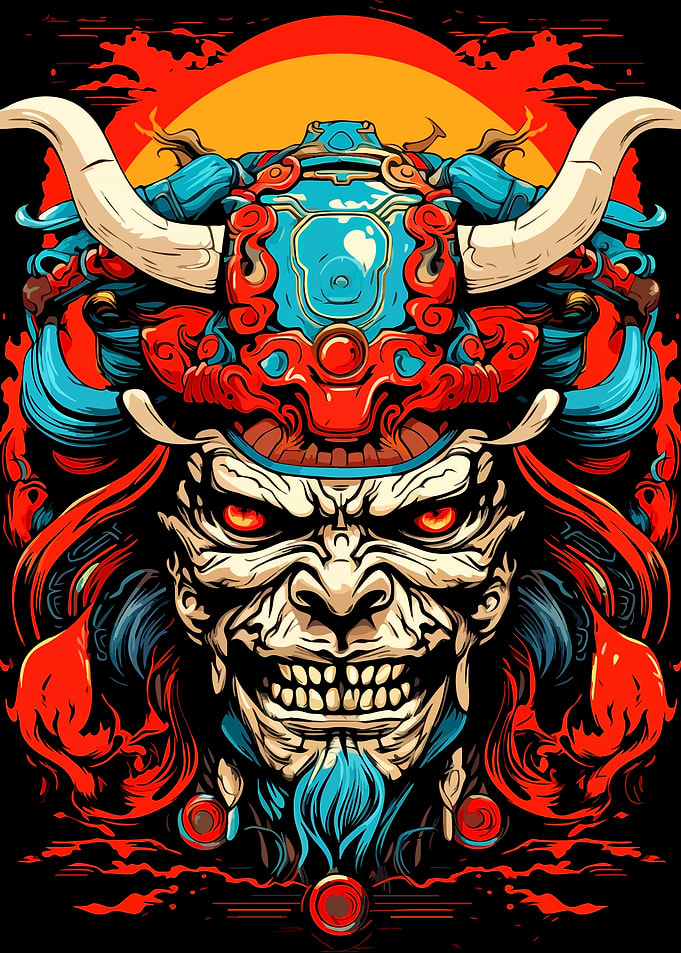 Demonic Samurai Warrior Illustration