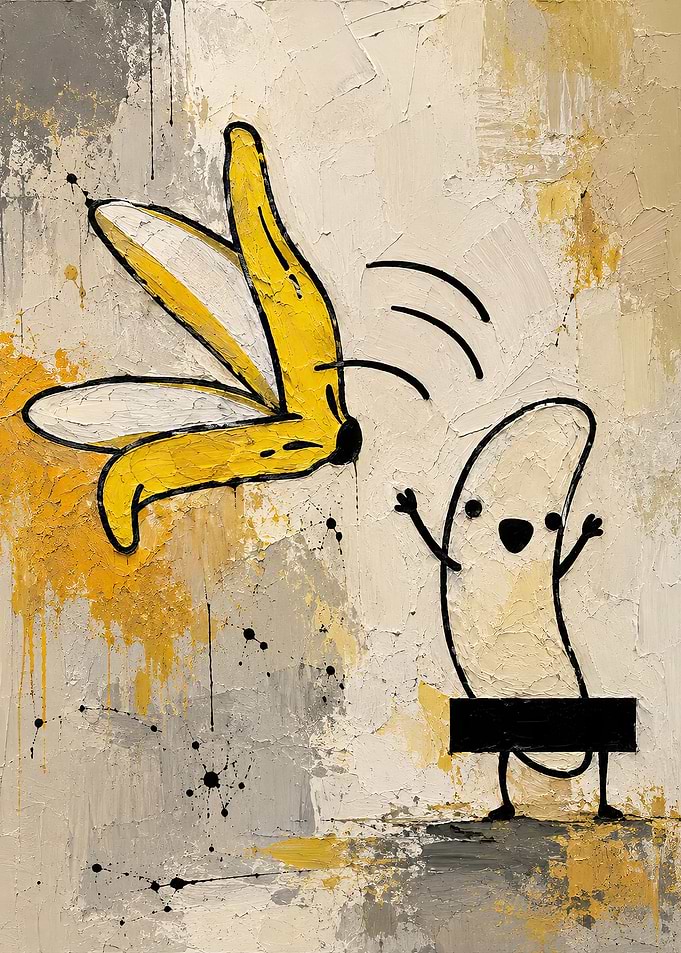 Funny Peeled Banana Character Art