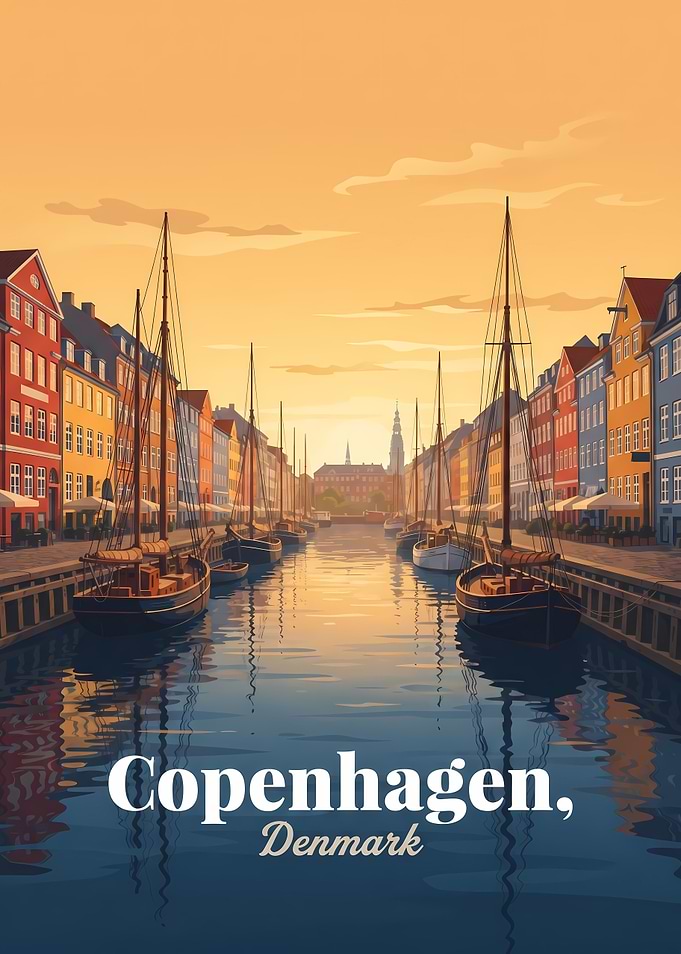 Nyhavn Copenhagen Travel Poster