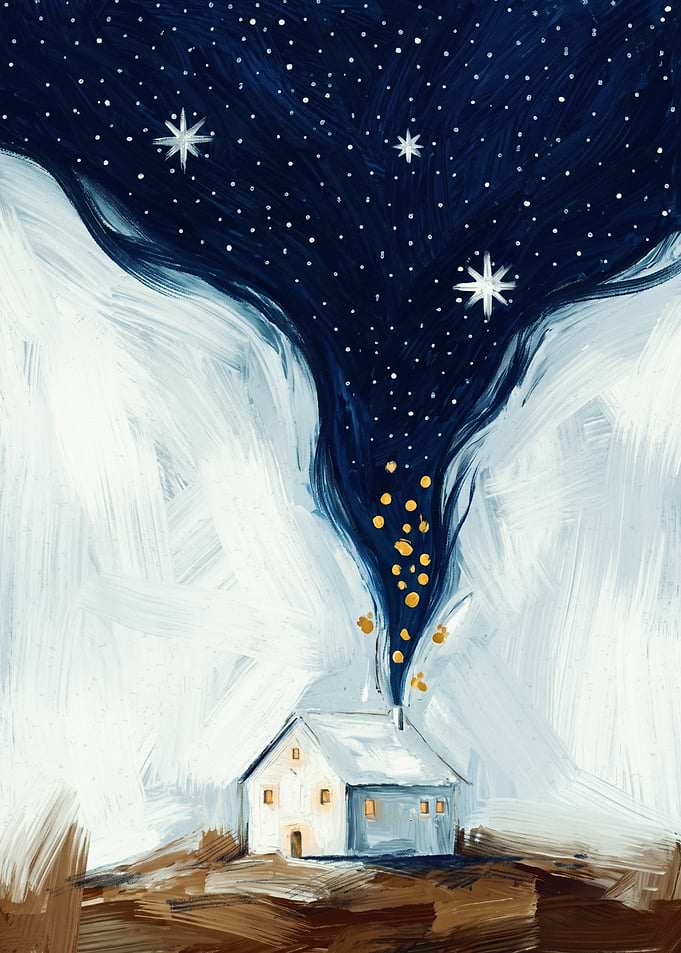 Surreal House Chimney Emitting Starry Sky
