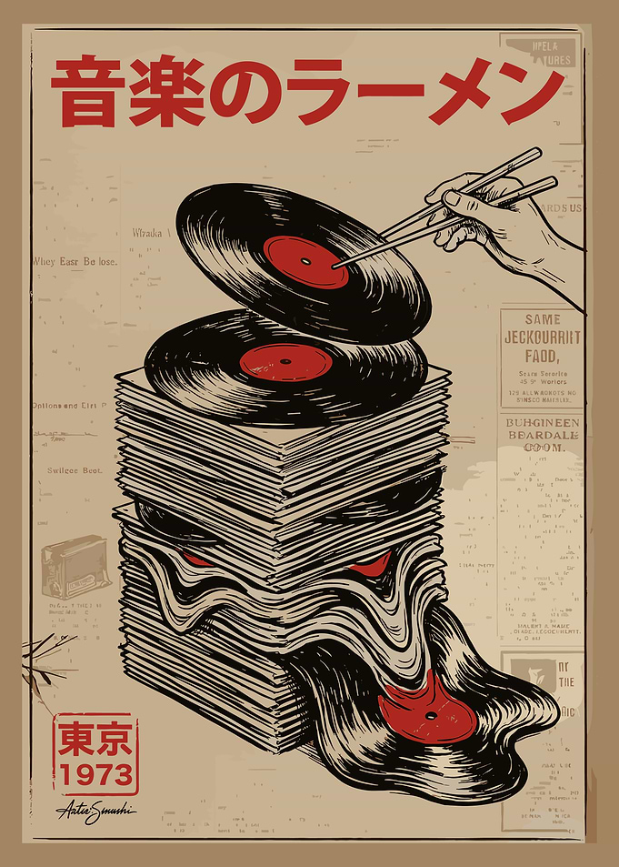 Music Ramen Vinyl Record Poster