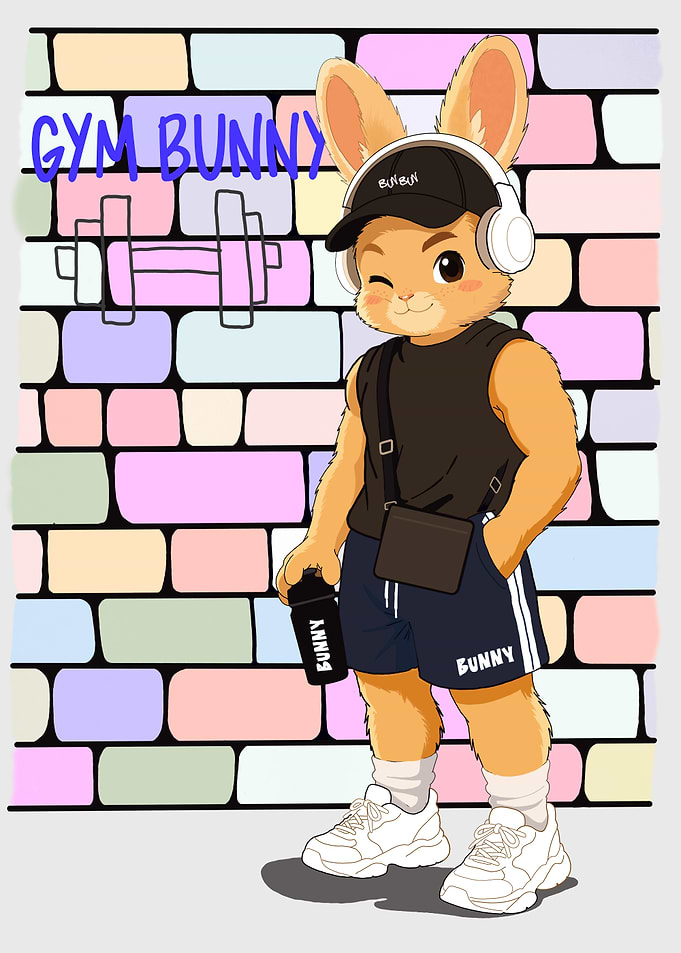 Gym Bunny Cartoon Character Illustration