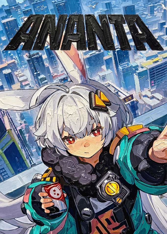 Ananta Anime Girl Cityscape Poster