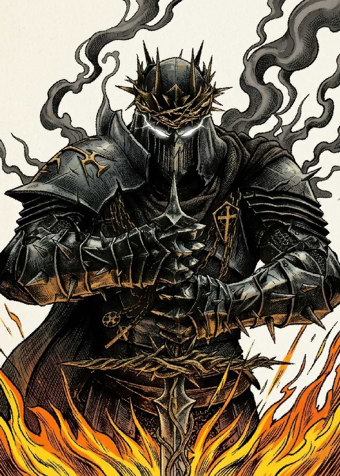 Dark Fantasy Knight with Crown