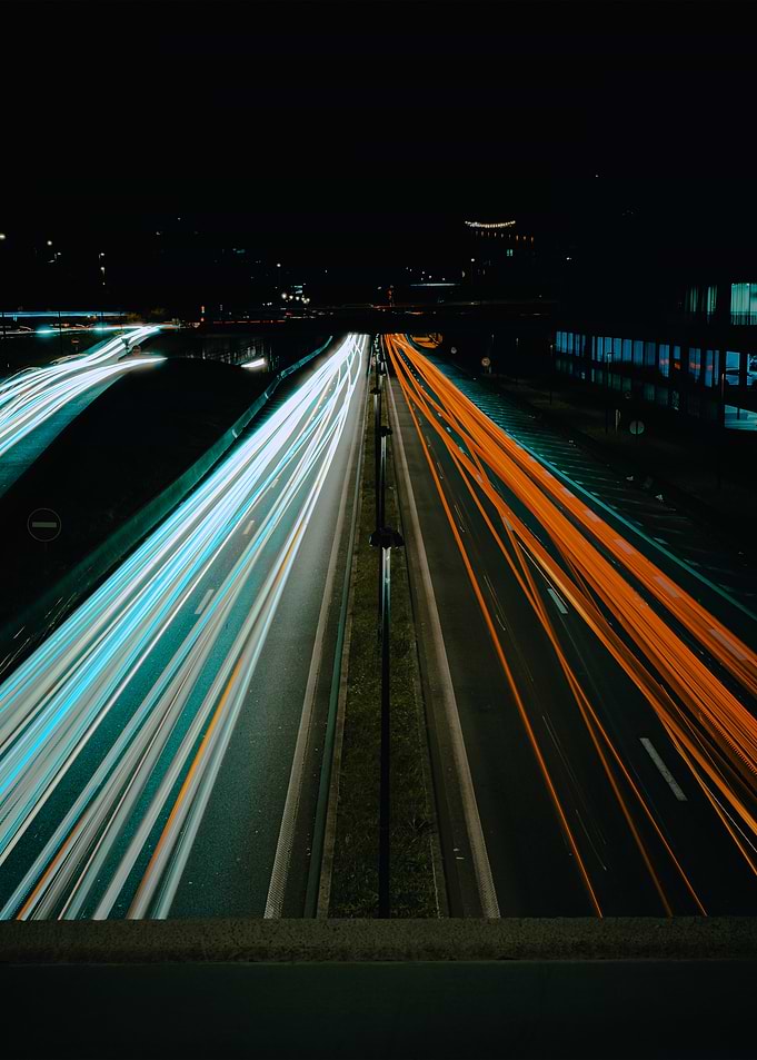 Night Highway Light Trails