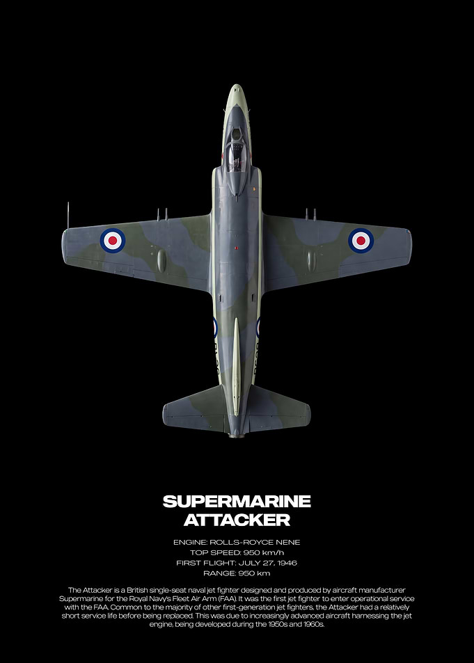 Supermarine Attacker Jet Fighter Poster