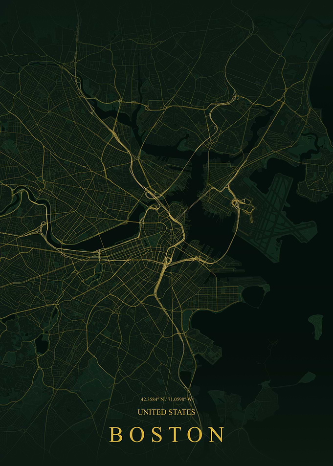 Minimalist Boston City Street Map