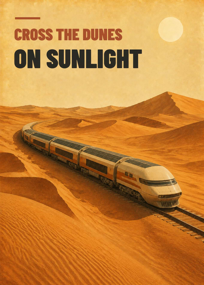 Cross the Dunes on Sunlight - Retro Future Solar Train
