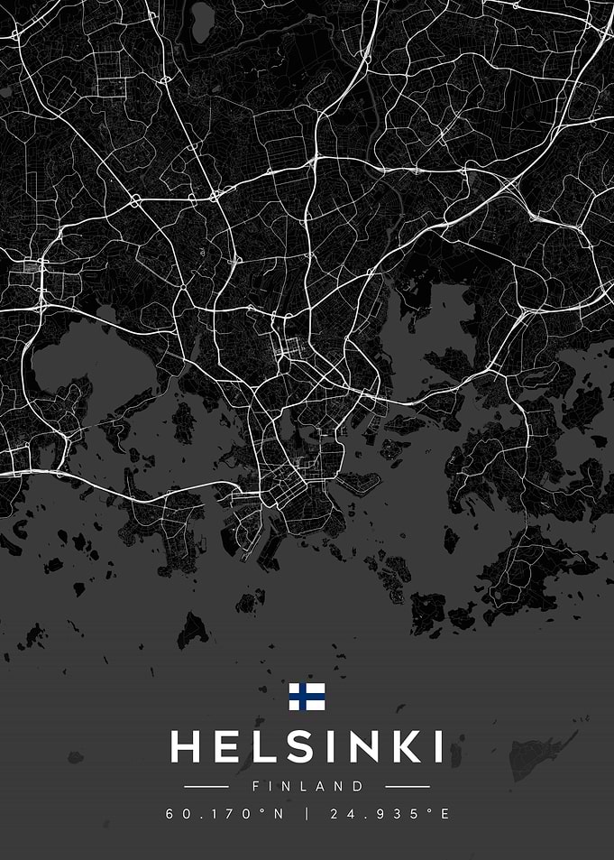 Helsinki Finland Minimalist City Map