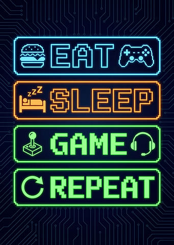 Eat Sleep Game Repeat Neon Sign