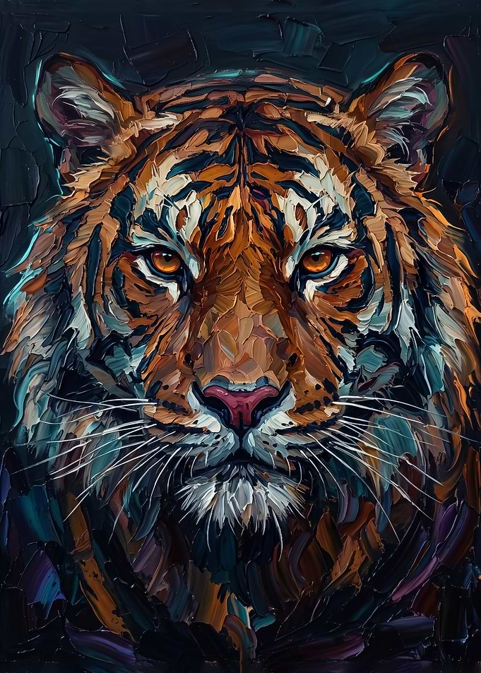 Impressionist Oil Painting of a Tiger poster