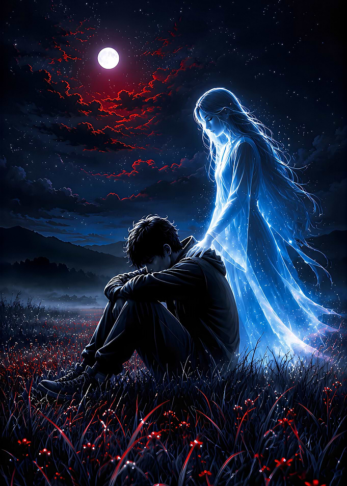Ghostly Girl in a Dark Field