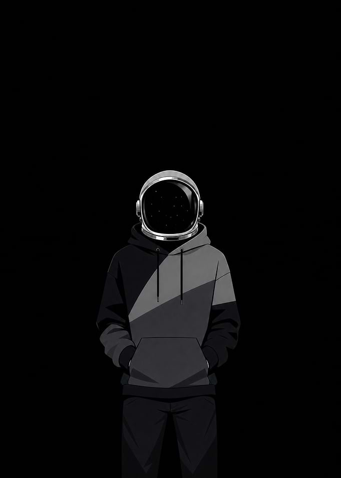 Astronaut in Hoodie Minimalist Portrait