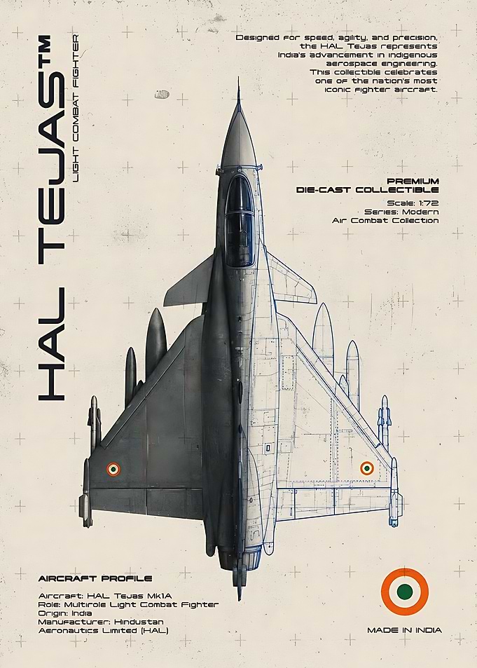 HAL Tejas Fighter Jet Blueprint Poster