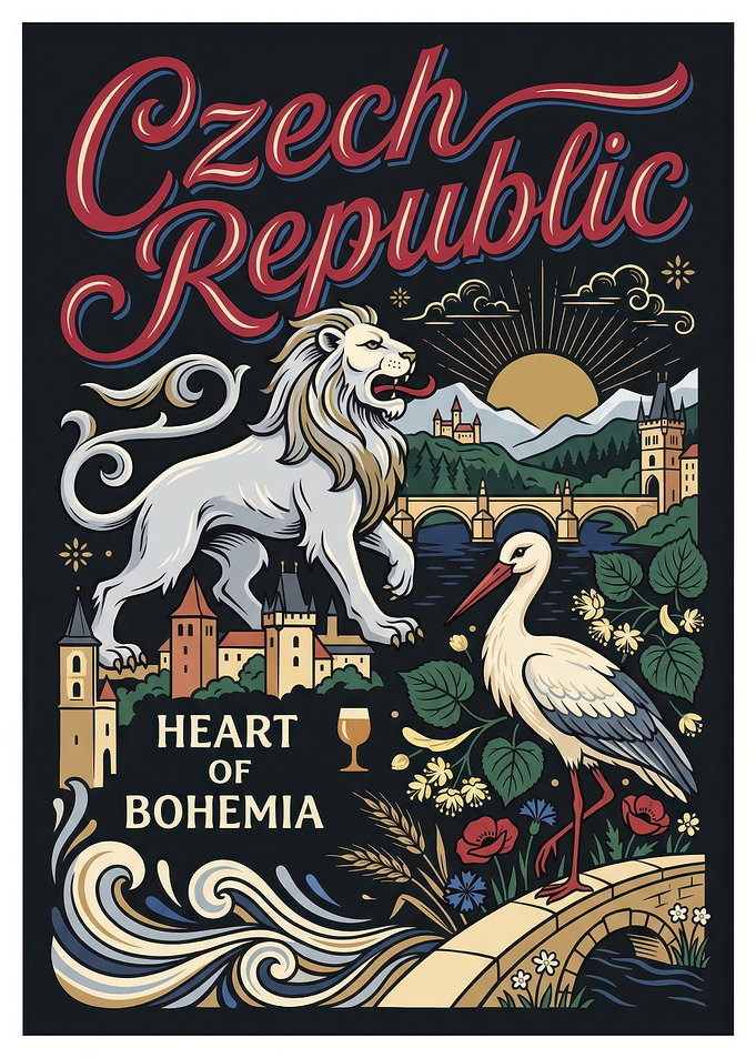 Czech Republic Heart of Bohemia Poster