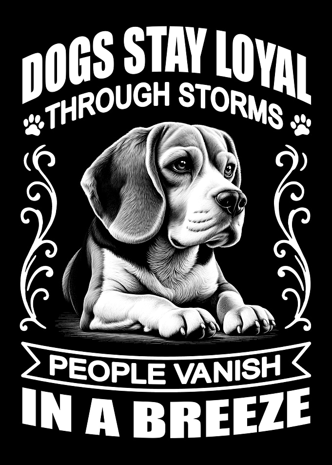 Loyal Dog Inspirational Quote Design with Detailed Beagle