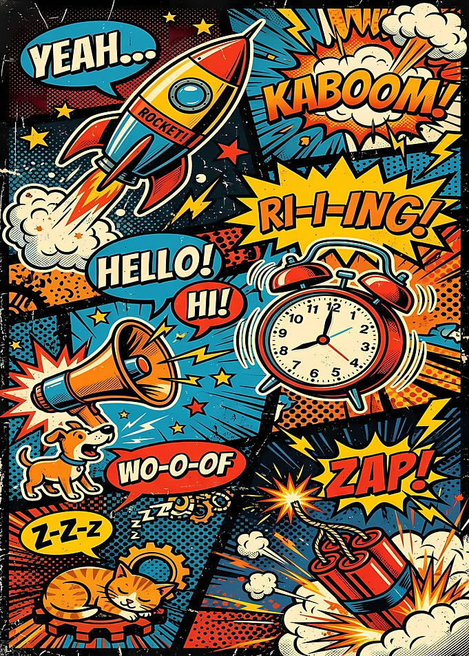 Retro Comic Book Style Collage