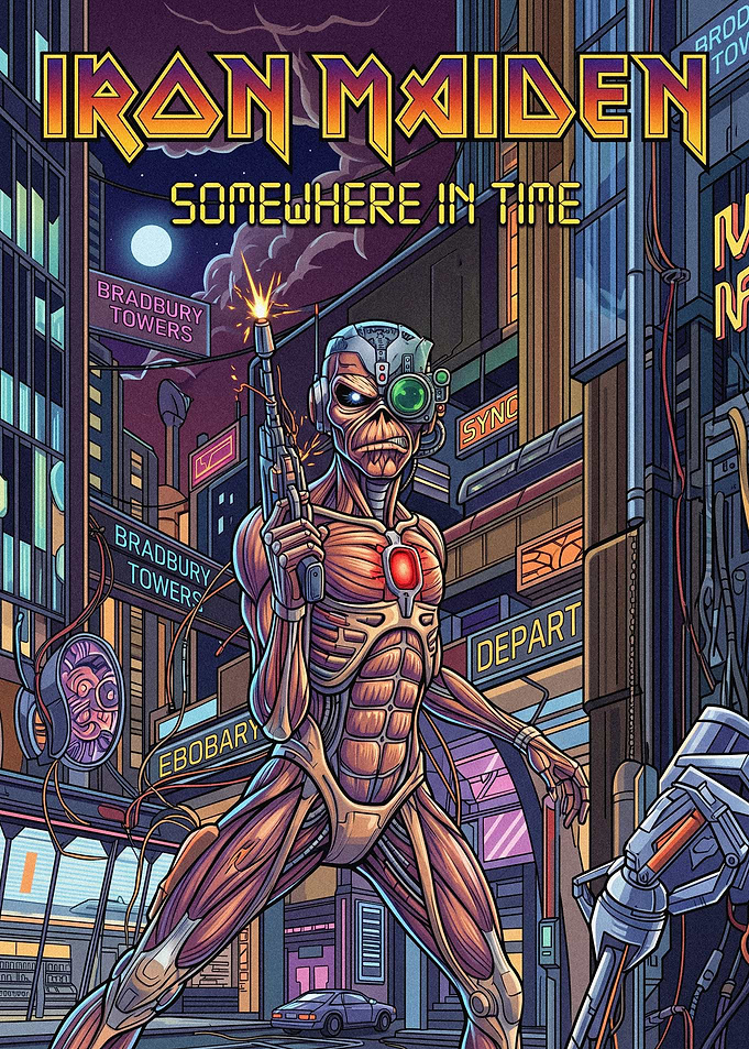 Iron Maiden Somewhere In Time Illustration Poster