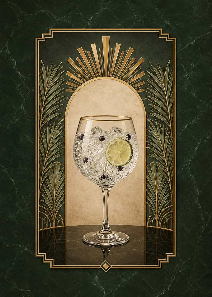 Art Deco Gin and Tonic Cocktail