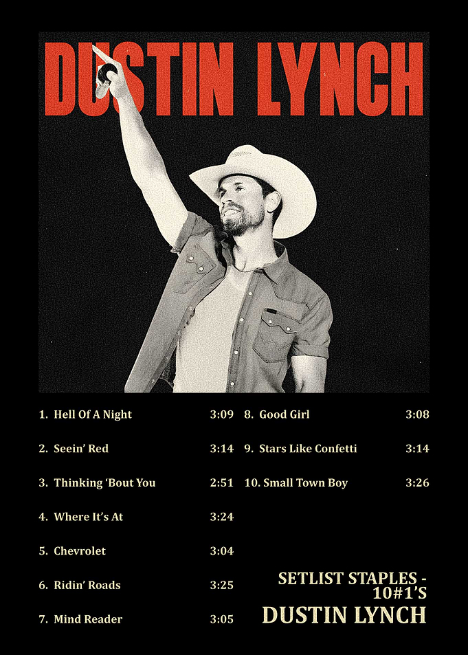 Dustin Lynch Setlist Staples Poster