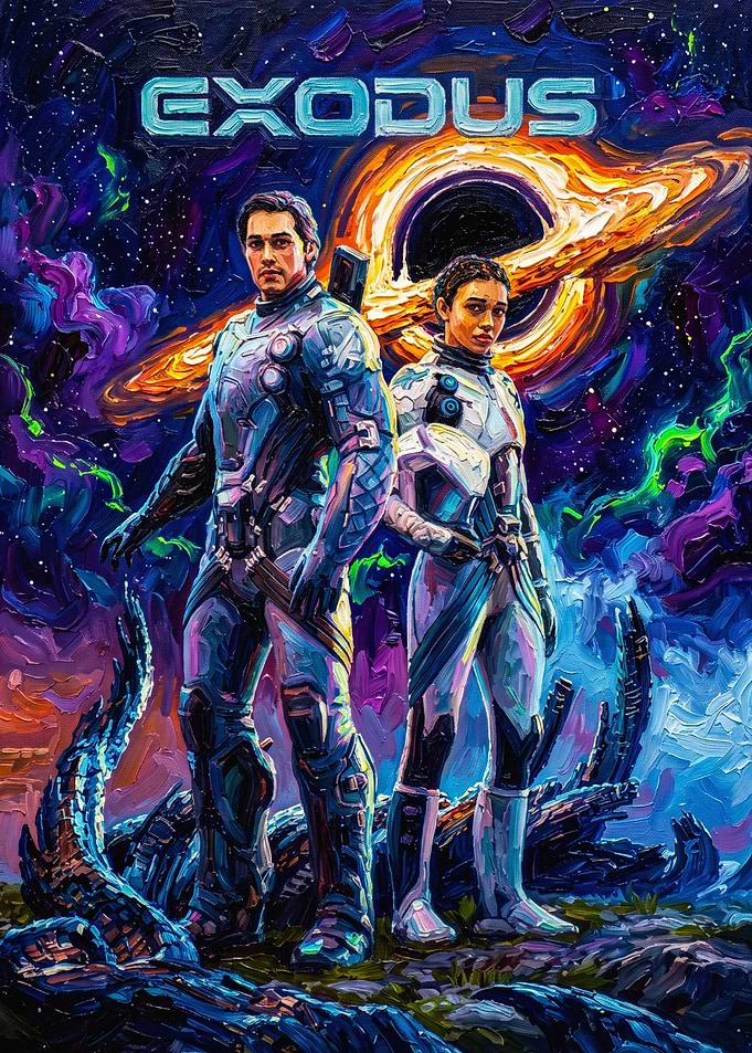 Exodus Space Exploration Oil Painting
