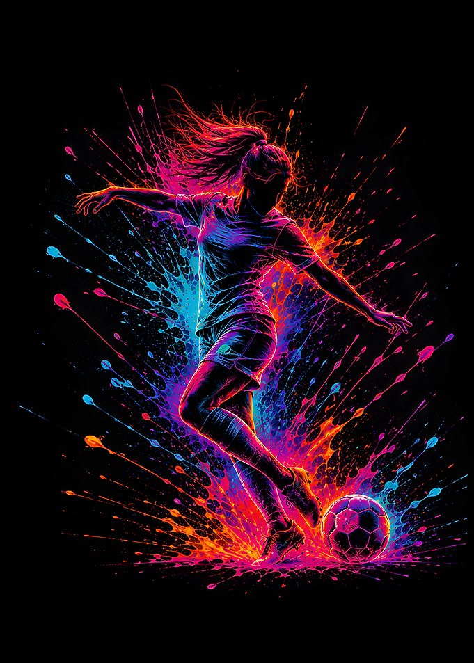 Neon Female Soccer Dribble