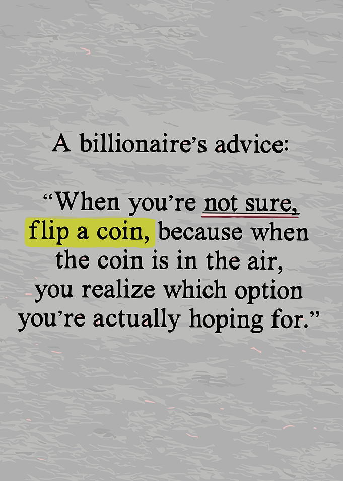 Billionaire's Advice Coin Flip Quote