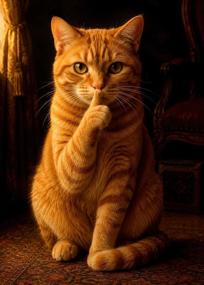Ginger Cat Making Shush Gesture