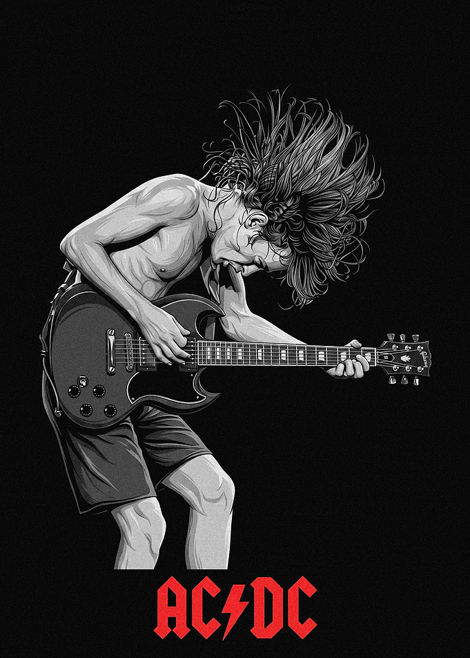 Angus Young AC/DC Guitarist Illustration