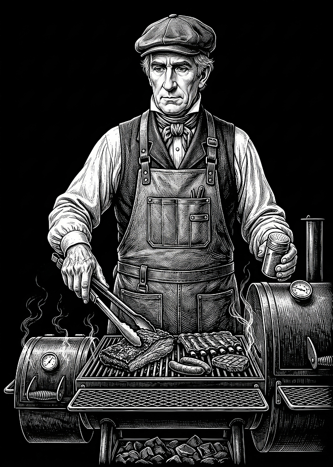 William Henry Harrison Pitmaster Grilling Meat