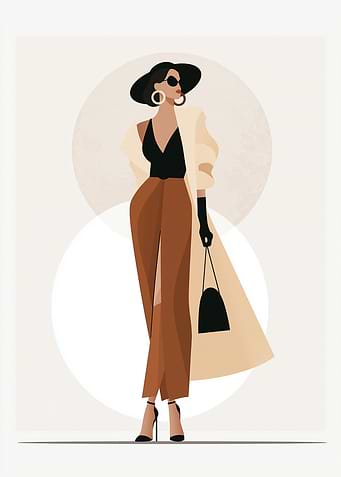 Elegant Fashion Illustration of Stylish Woman