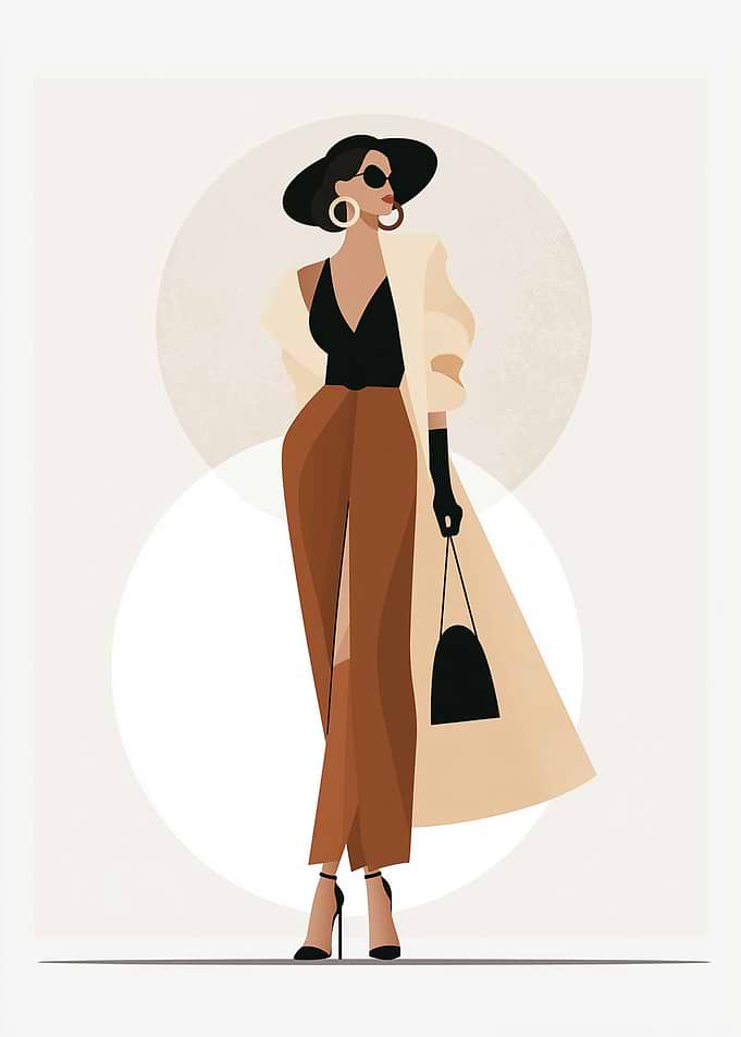 Elegant Fashion Illustration of Stylish Woman