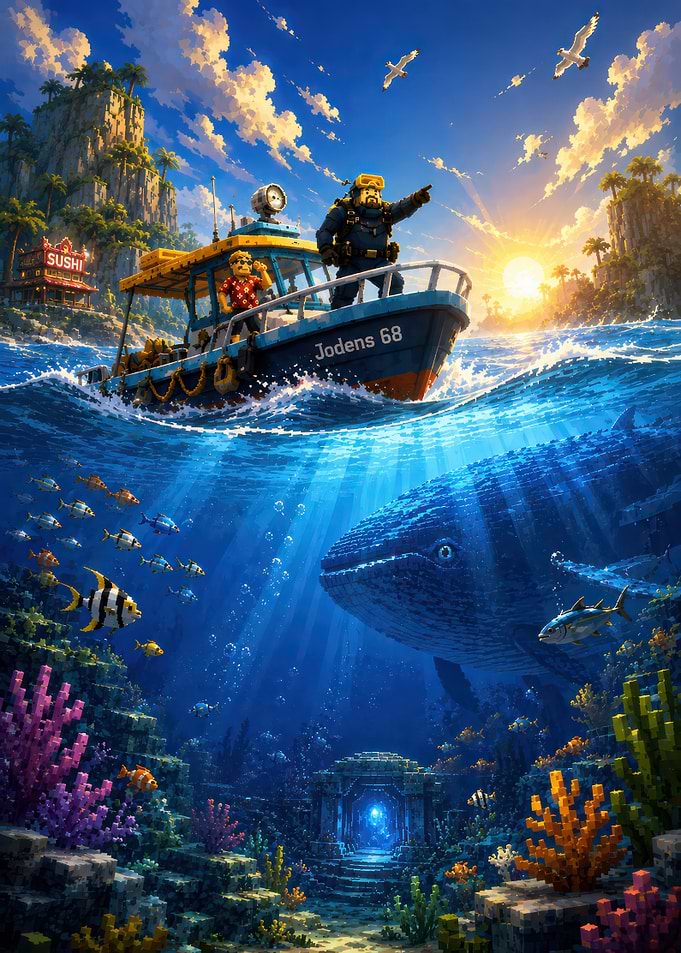 Pixel Art Ocean Adventure Scene