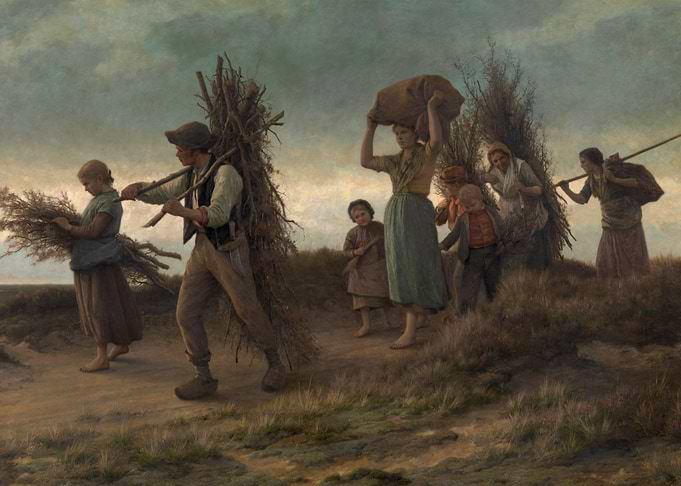 Peasants Gathering Wood in Landscape