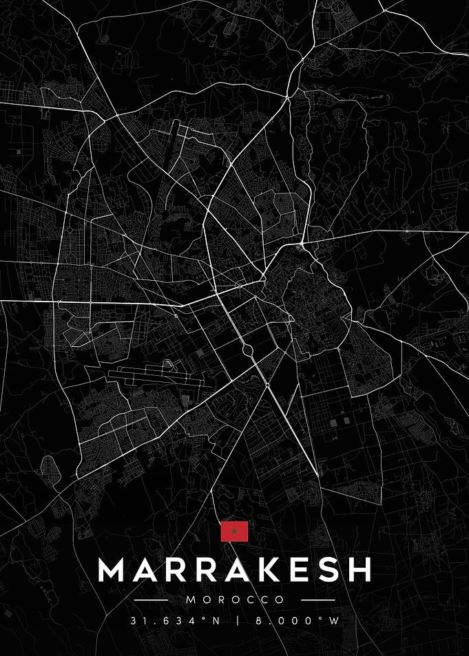 Marrakesh Morocco Minimalist City Map