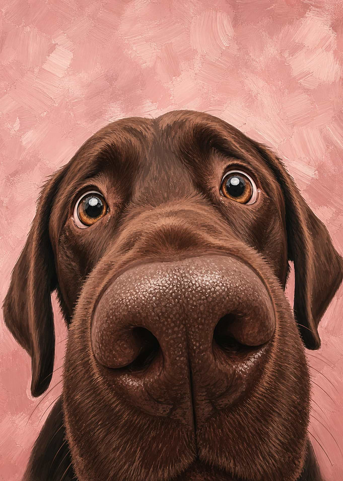 Chocolate Labrador Wall Art — Funny Big Nose Close-Up Portrait